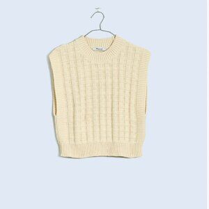 NWT Madewell Checkered-Stitch Wedge Sweater Vest | antique cream | size …